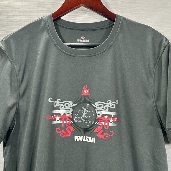 Pearl Izumi Tee Shirt Mens Large Gray 1950 Graphic Short Sleeve Crew Neck - Picture 2 of 7